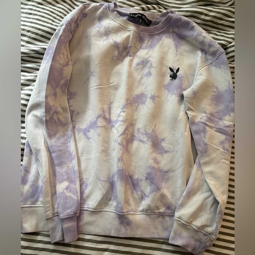 PLAYBOY Lavender Tie-Dye Crewneck Sweater